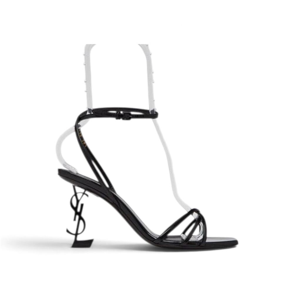 Yves Saint Laurent Black Leather Opyum Sandals 38.5 sz